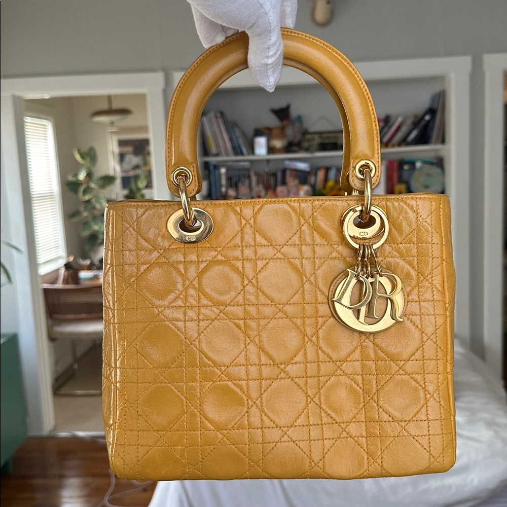 Christian Dior Medium Lady Dior Yellow